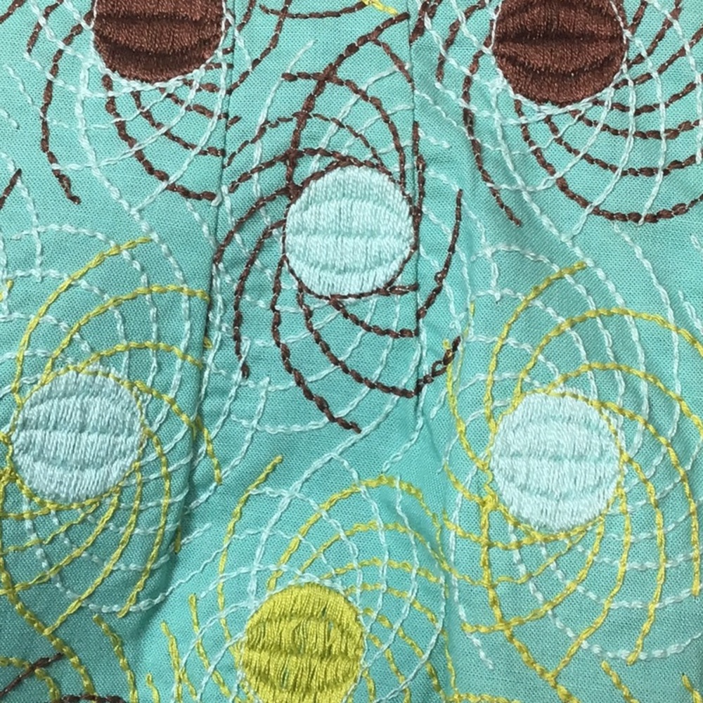 Kathlin Argiro Atelier Turquoise Abstract Embroidered Lined A-Line Skirt Sz 8 - Picture 6 of 11
